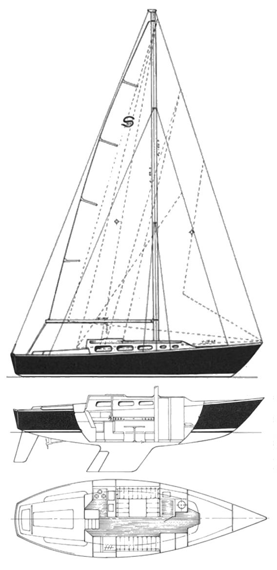 Santana 37 sailboat under sail