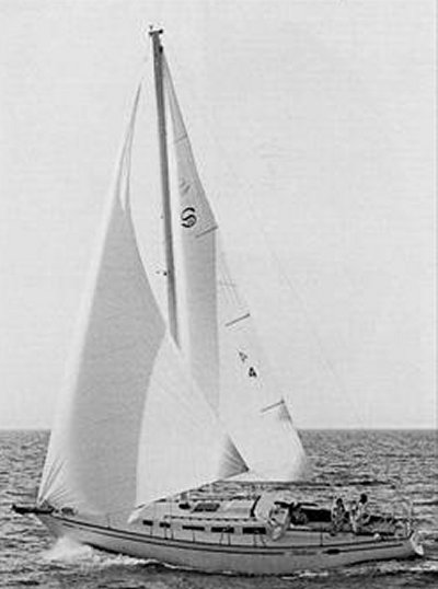 Santana 39 sailboat under sail