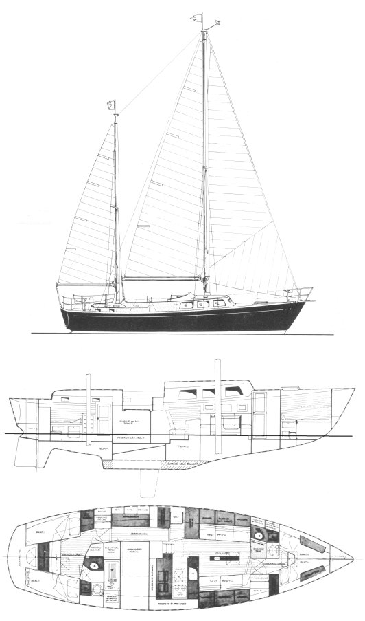Scheel 45 sailboat under sail