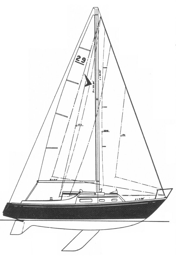 Seafarer 29 cb sailboat under sail