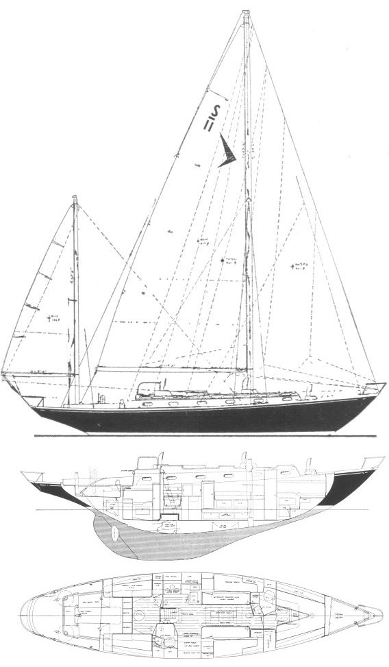 Seafarer 45 yawl sailboat under sail