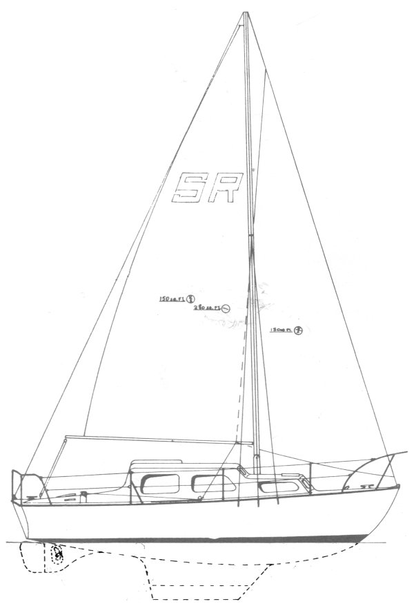 Searider 25 sailboat under sail