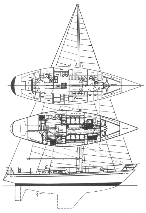 Seguin 44 sailboat under sail
