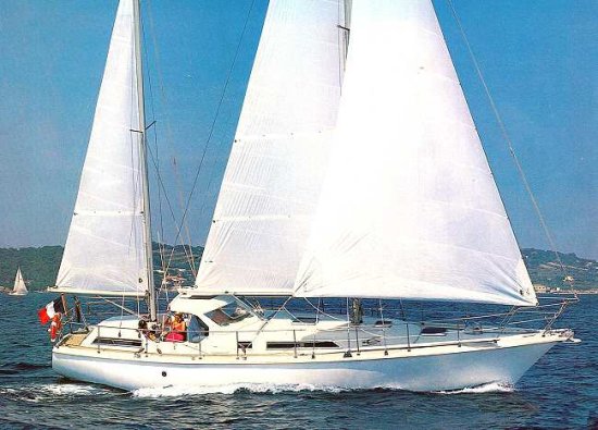 Sharki 39 amel sailboat under sail