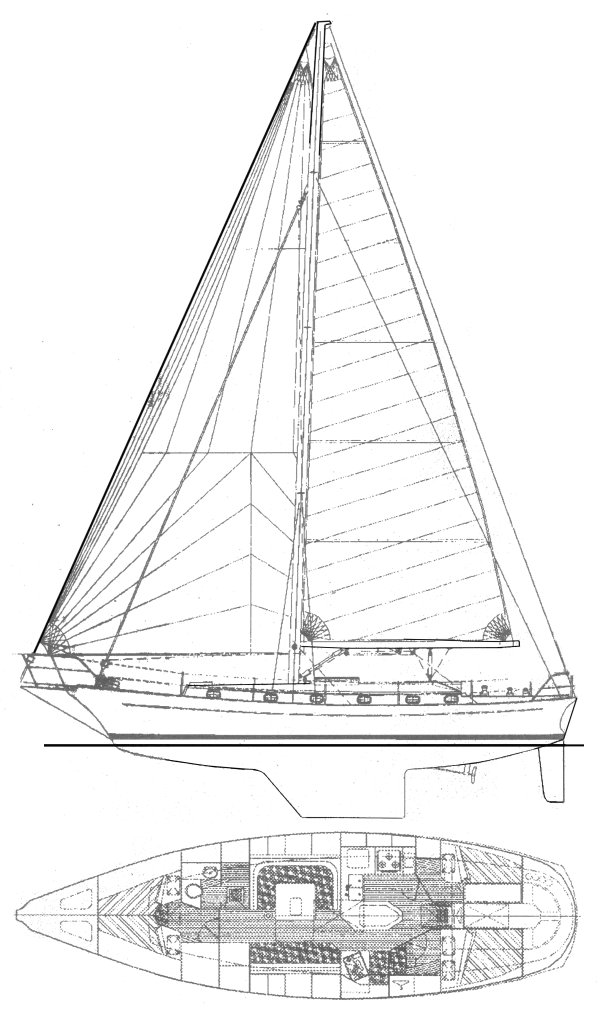 Shearwater 45 sailboat under sail