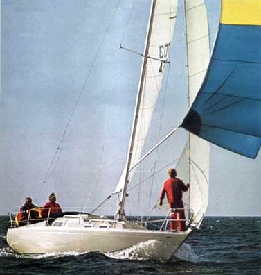 Shipman 28 sailboat under sail