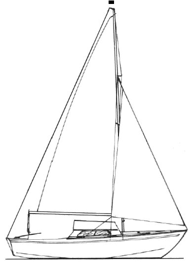 Silhouette sailboat under sail