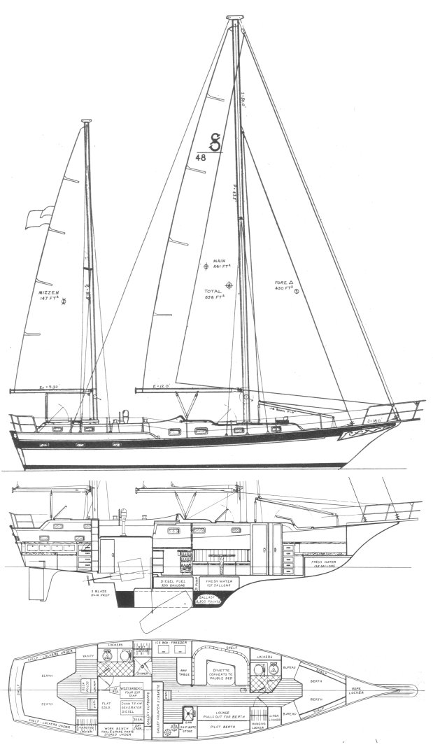 Soverel 48 sailboat under sail