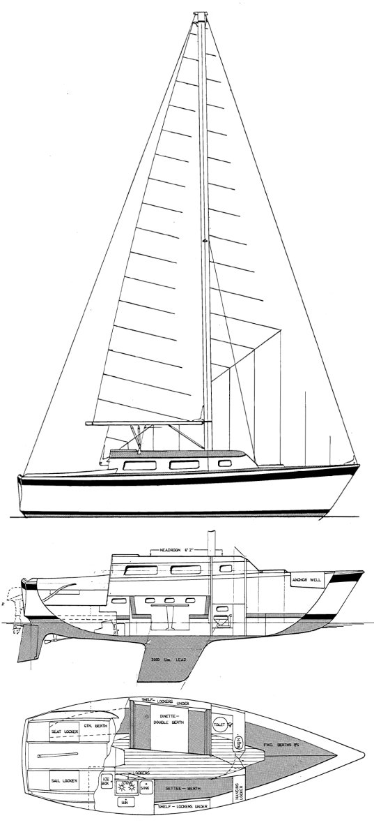 Spacesailer 27 sailboat under sail