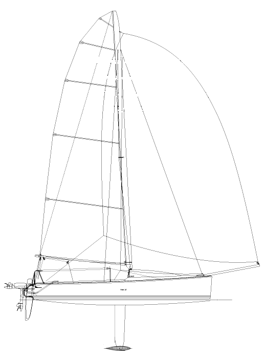 Speed feet 18 keel sailboat under sail