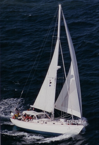Spindrift 43 sailboat under sail