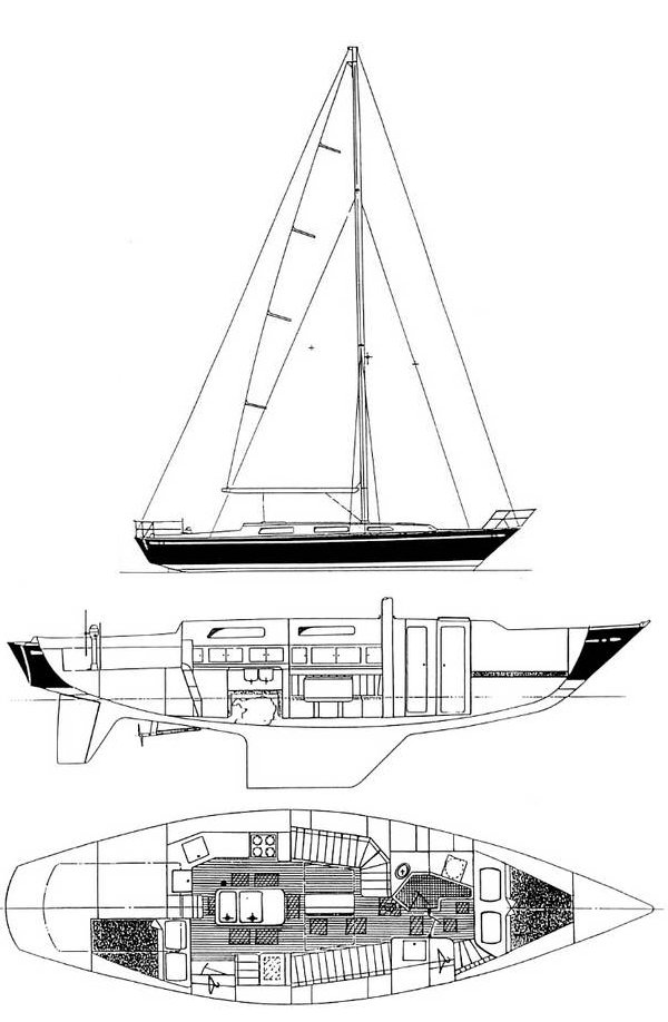 Stevens 42 sailboat under sail