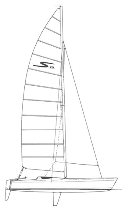 Stiletto 23 sailboat under sail