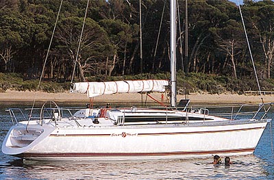 Sun fast 39 jeanneau sailboat under sail