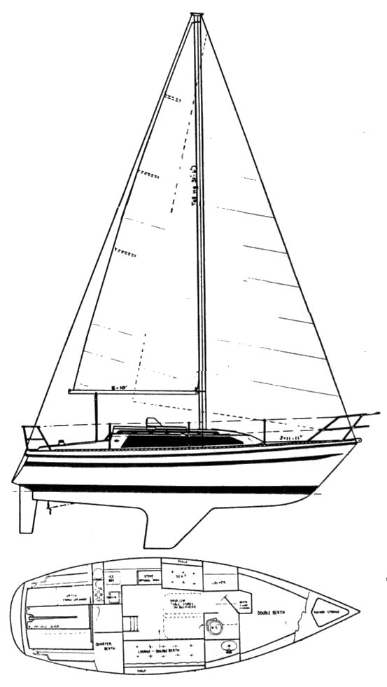 Sunstar 28 sailboat under sail
