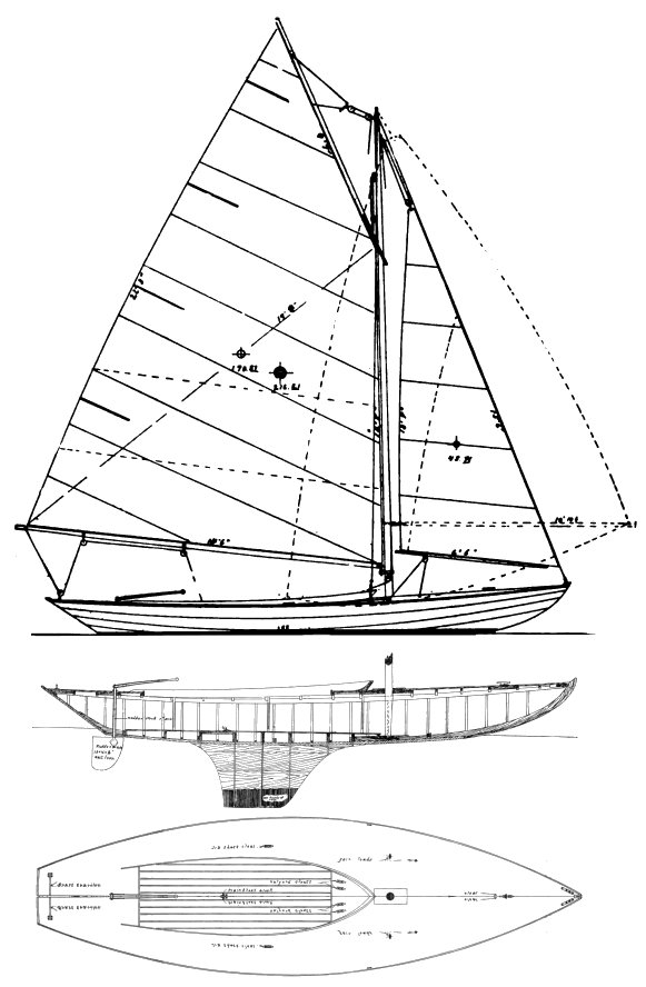 Swampscott one design dory sailboat under sail