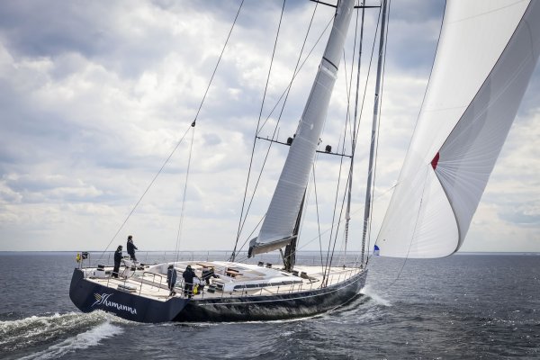 Swan 115 sailboat under sail