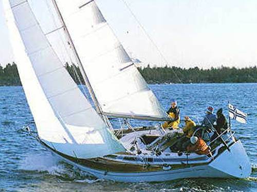 Swan 371 sailboat under sail