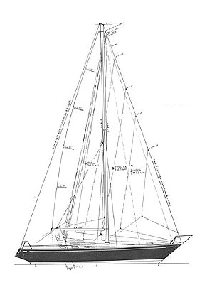 Swan 41 sailboat under sail
