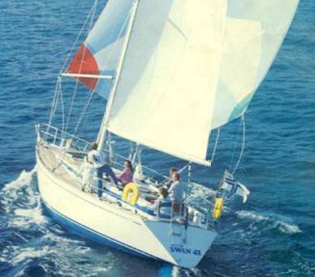Swan 42 sailboat under sail