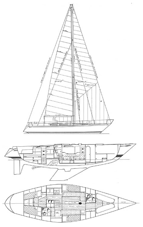 Swan 431 sailboat under sail