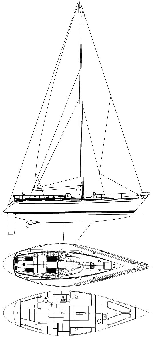 Swan 441 sailboat under sail