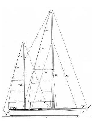 Swan 57 ss ketch sailboat under sail
