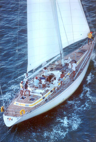 Swan 61 sailboat under sail