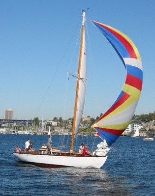 Swiftsure 40 seaborn sailboat under sail