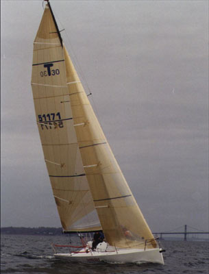Thompson 30 sailboat under sail