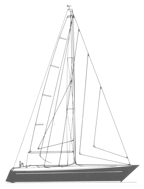Tailwind 38 sailboat under sail