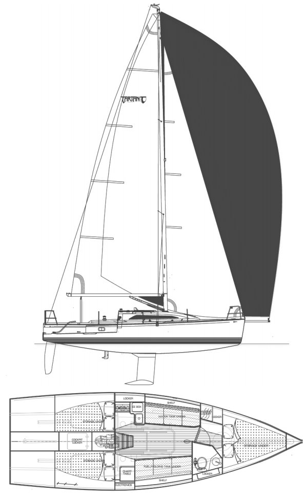 Tartan 101 sailboat under sail