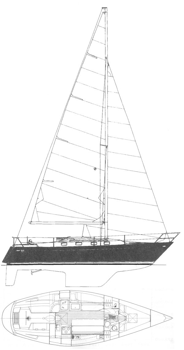 Tartan 33 sailboat under sail