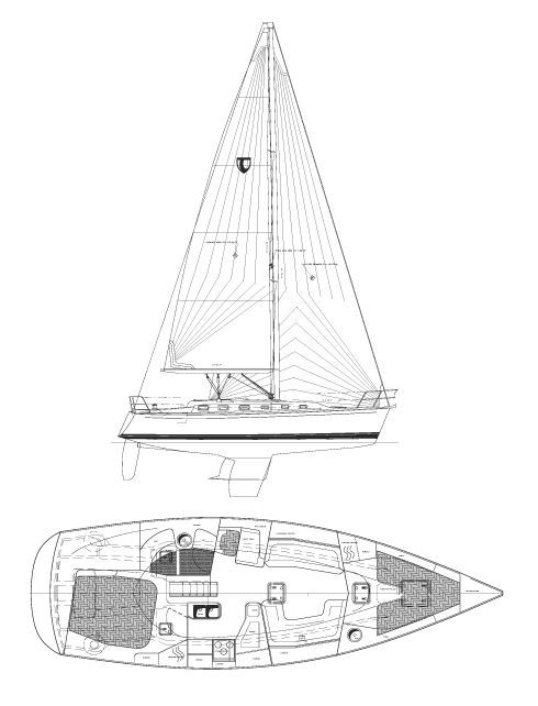 Tartan 3700 sailboat under sail