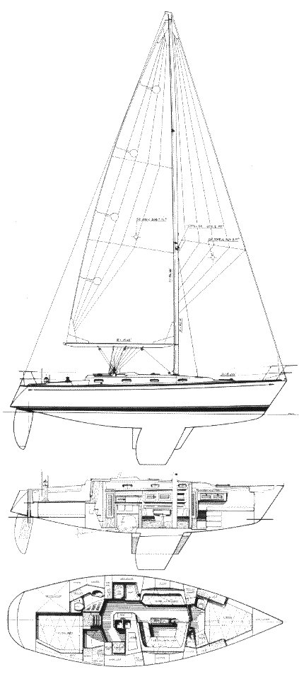 Tartan 372 sailboat under sail