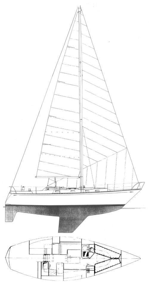 Tartan 38 sailboat under sail