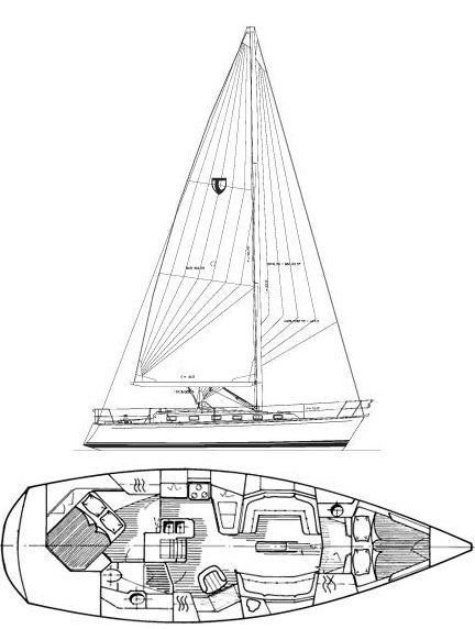Tartan 4100 sailboat under sail