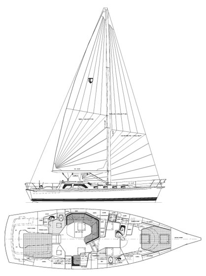 Tartan 4400 sailboat under sail