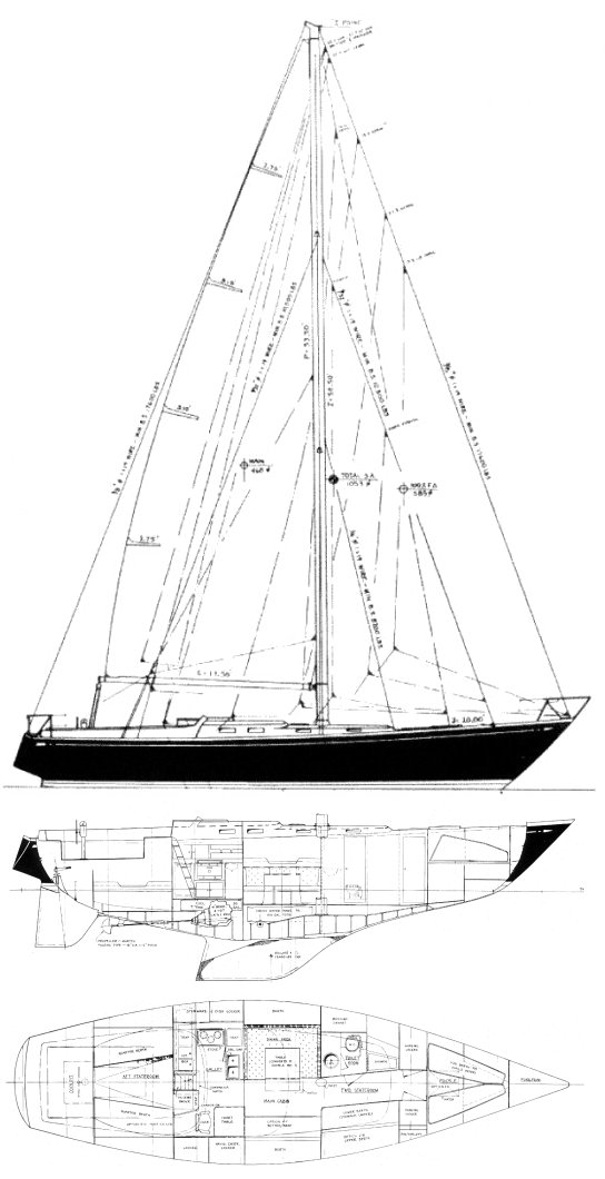 Tartan 46 sailboat under sail