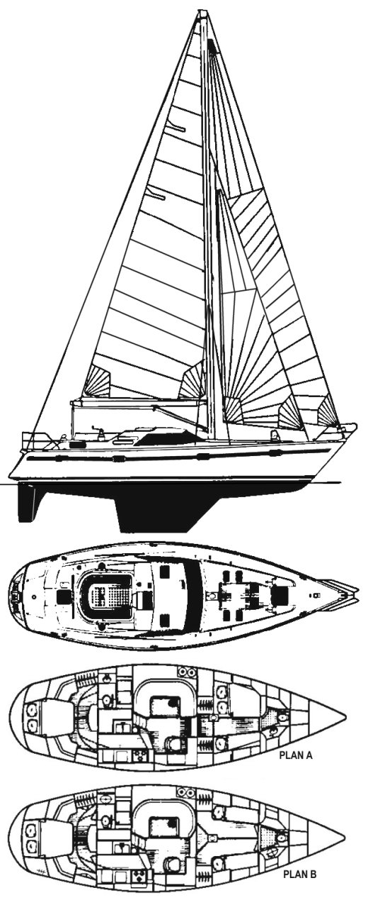 Taswell 43 rs sailboat under sail
