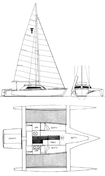 Trailertri 720 sailboat under sail