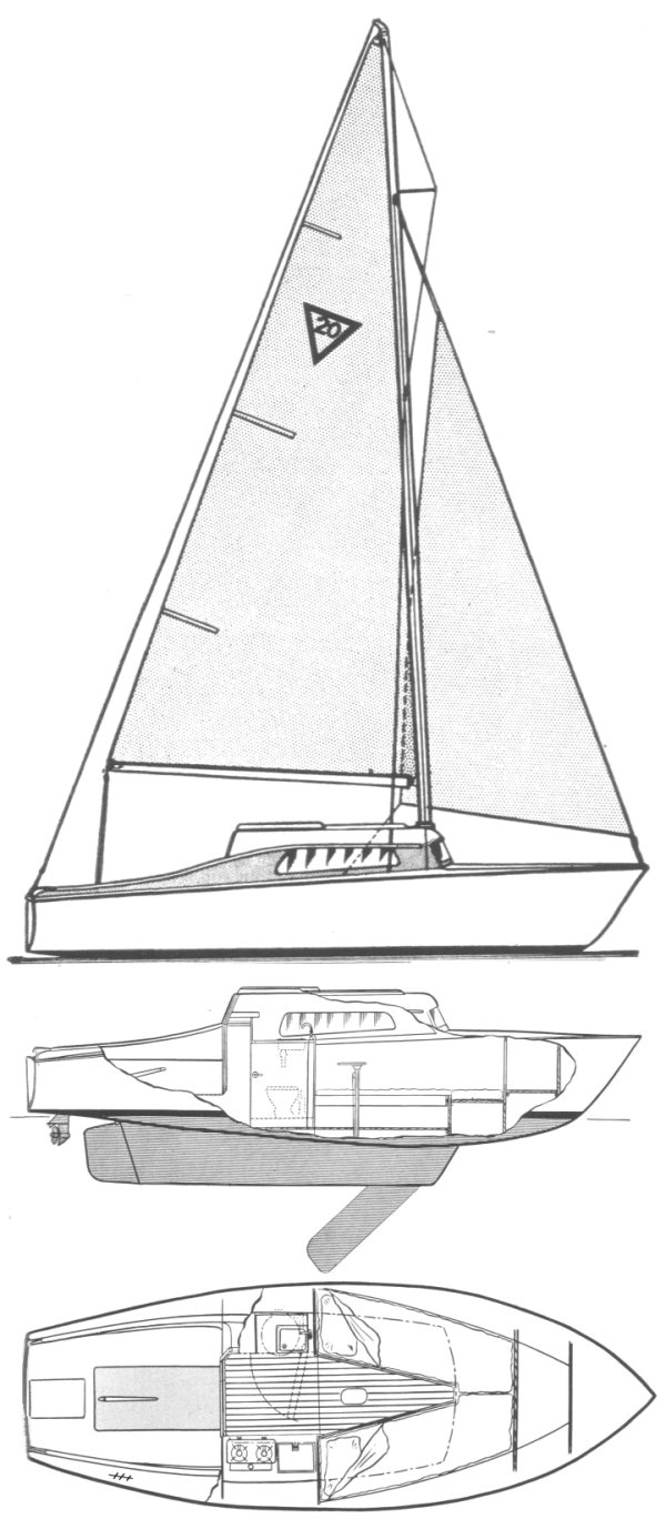 Triangle 20 sailboat under sail
