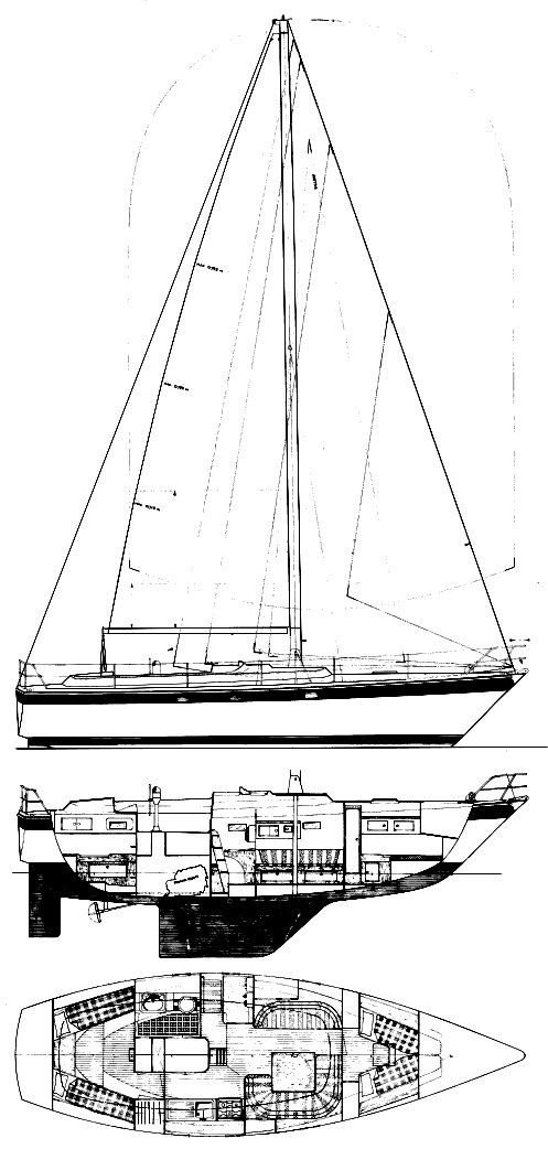Trintella 38 sailboat under sail
