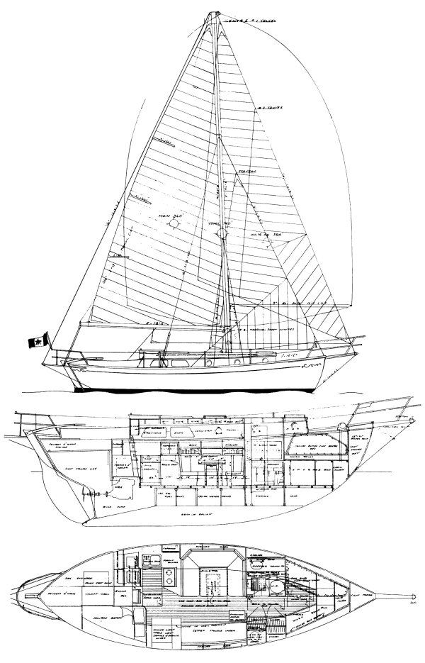 True north 34 sailboat under sail