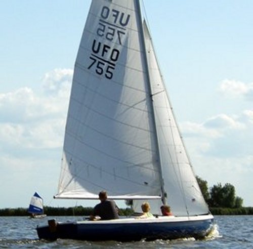 Ufo 6m sailboat under sail