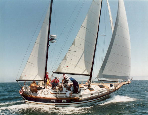 Vagabond 42 sailboat under sail