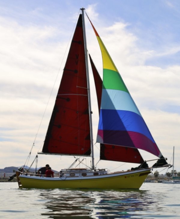Venture of newport 23 sailboat under sail