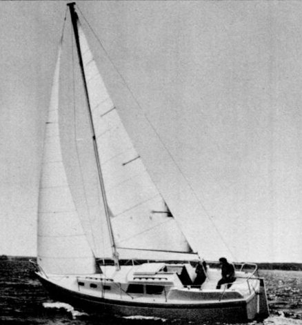 Voyager 30 luger sailboat under sail