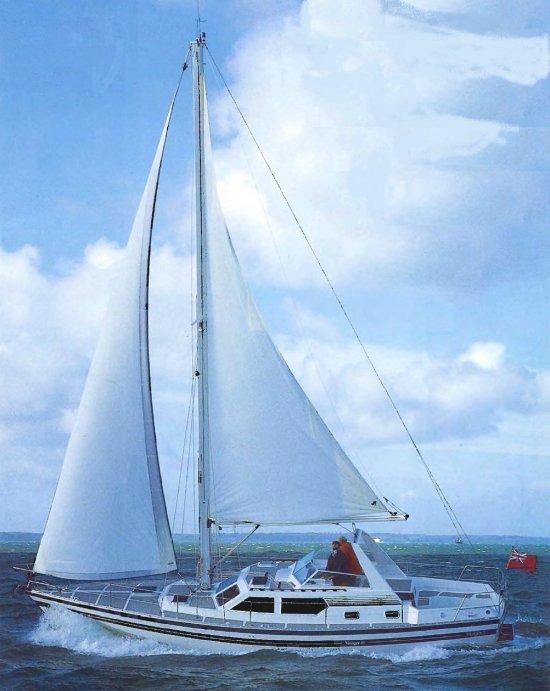 Voyager 40 trident sailboat under sail
