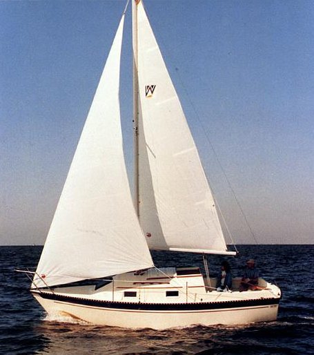 Watkins 25 sailboat under sail